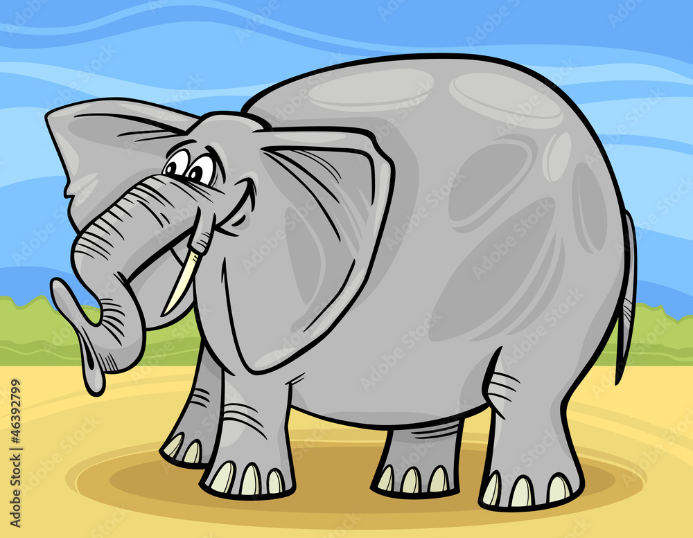 funny elephant cartoon illustration