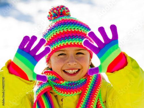Winter fun - lovely girl has a fun in snow