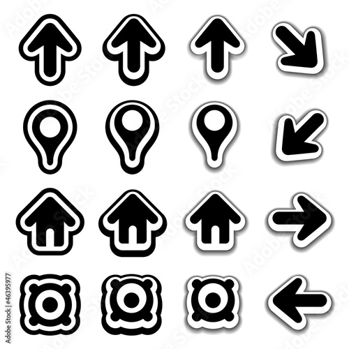 vector navigation buttons black icons
