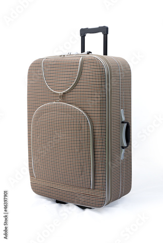 Beige travel suitcase - isolated