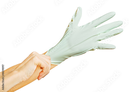 wearing surgical glove