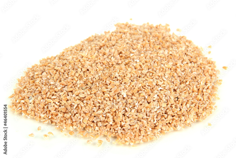 Wheat bran pile isolated on white