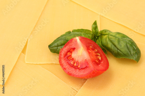 Uncooked lasagna pasta background