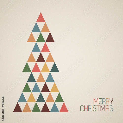 Vintage retro vector grunge Christmas tree