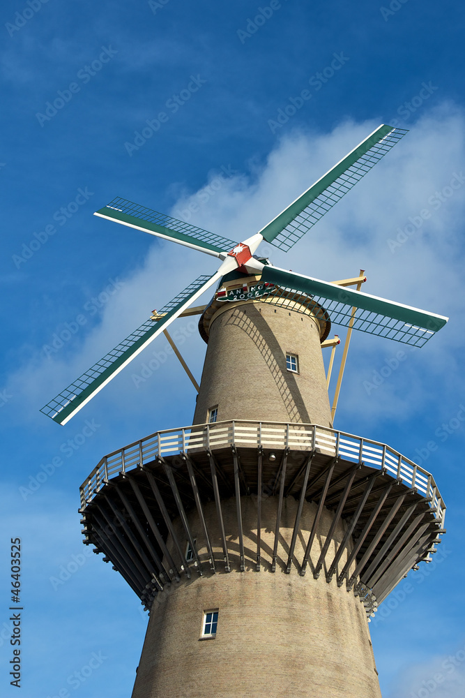 old dutch windmill on a sunny day