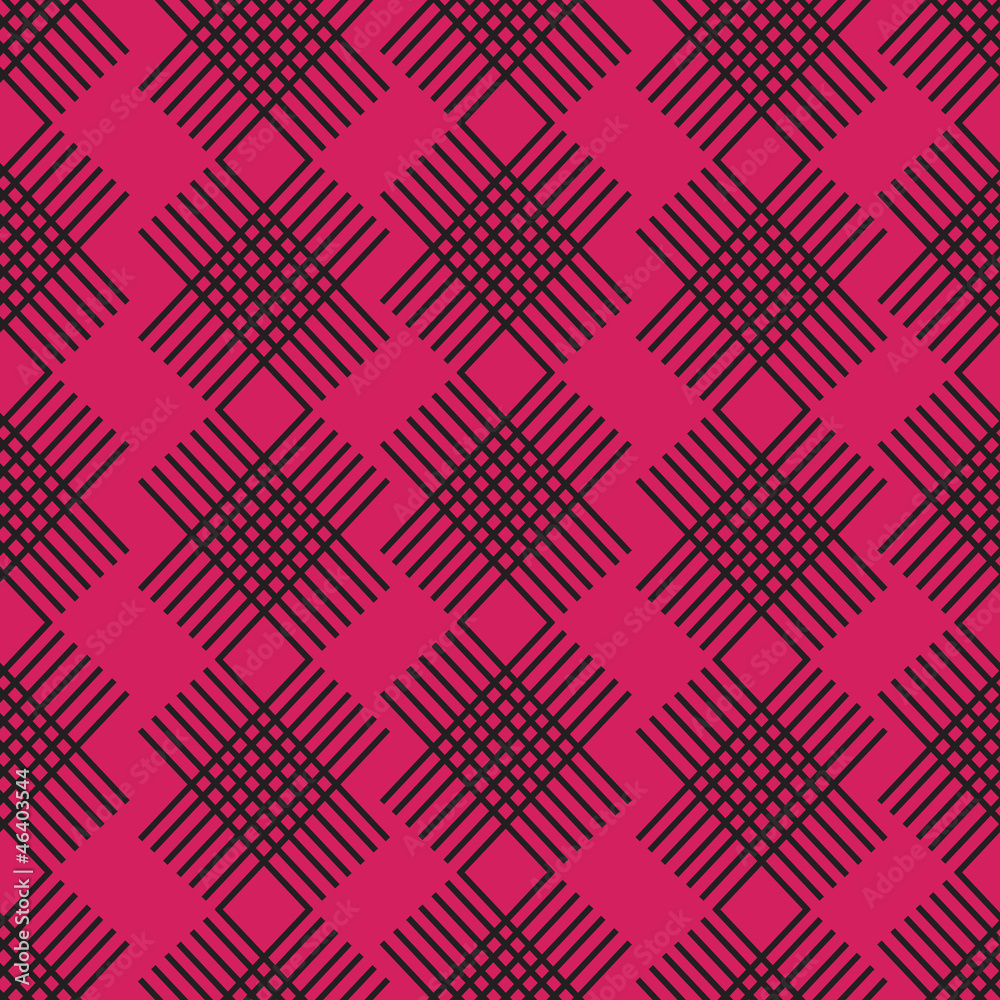 Seamless pink wallpaper pattern with black ornament