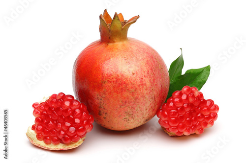 Sweet pomegranate with leafs
