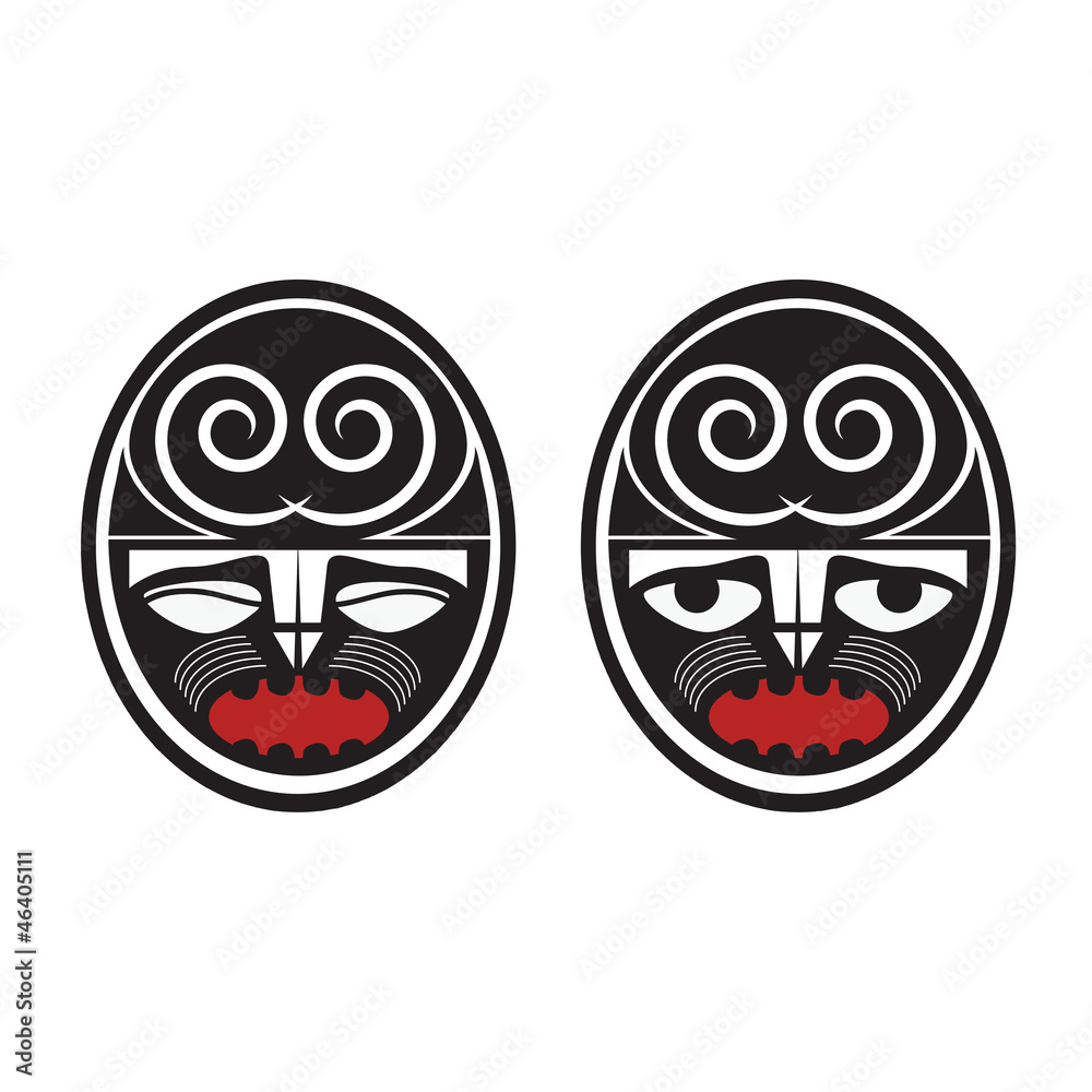 Collection of two different maori style faces Collection of two different maori style faces