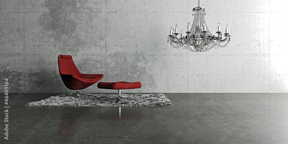 Roter Sessel mit Kronleuchter Stock Illustration | Adobe Stock