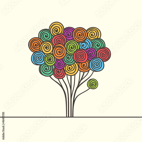 Abstract multicolored stylized tree. Vector illustration