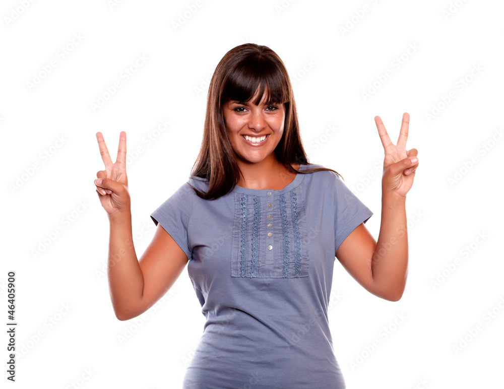 Smiling young woman with a winning attitude Smiling young woman with a winning attitude
