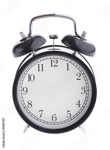 Alarm clock without hands isolated on white background