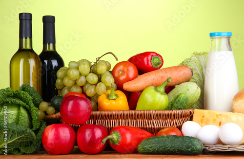 Composition with vegetables  in wicker basket