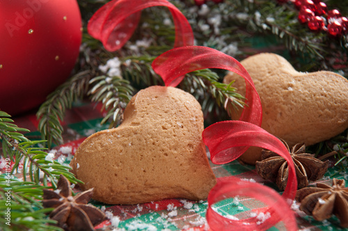 Homemade heart shaped Christmas cookie