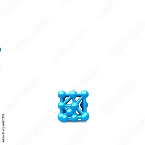 blue letter from the frame, which resembles a molecule