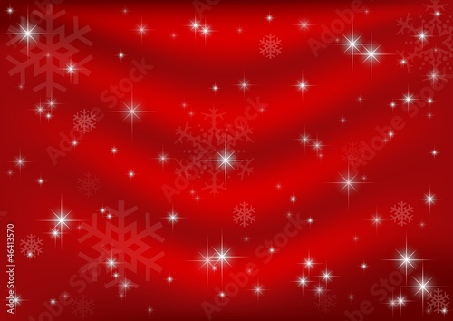 Red Christmas Background with Stars and Snowflakes