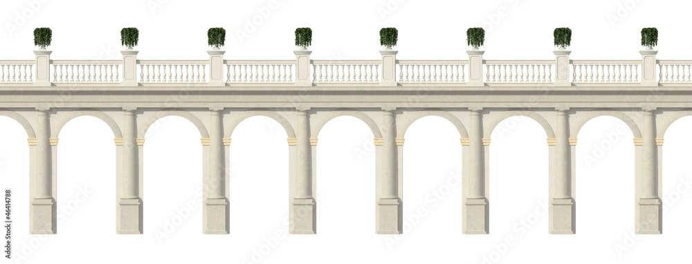 Tuscany colonnade isolated on white