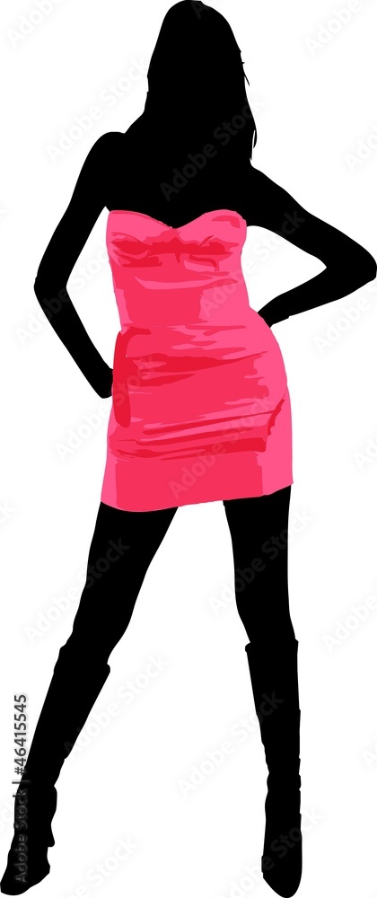 Sexy Girl Wearing Short Pink Dress Stock Vector Adobe Stock 