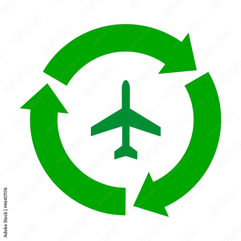 Avion dans un symbole recyclage Avion dans un symbole recyclage