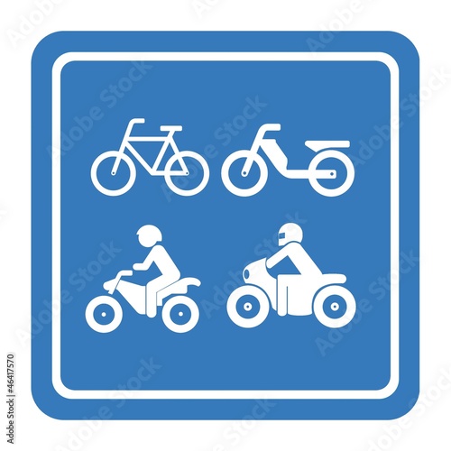 Transports 2 roues, vélo, mobylette et moto dans un panneau