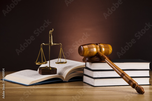 Law theme, mallet of judge, wooden gavel  photo