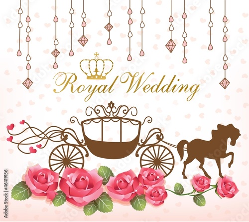 Royal wedding with carriage horse & rose