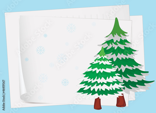 paper sheets and a christmas tree