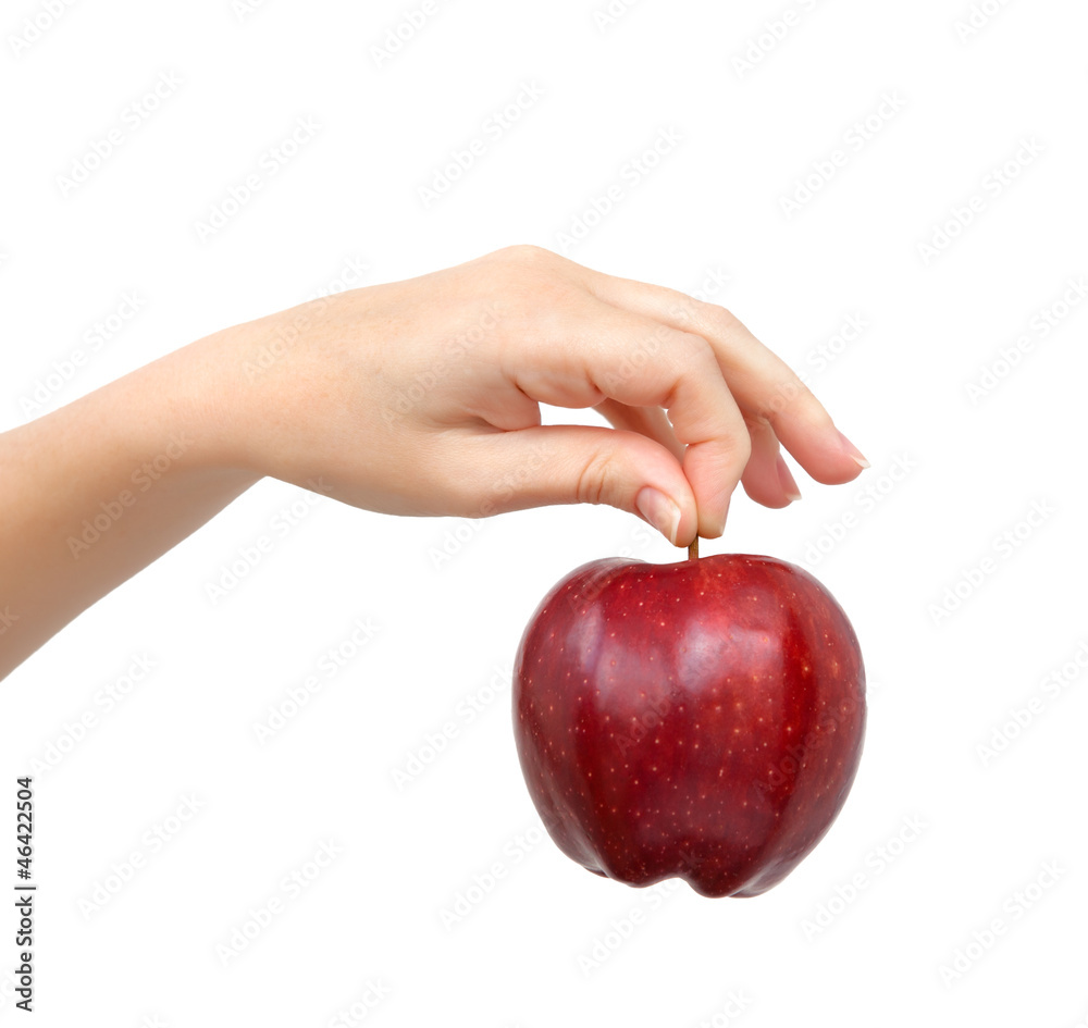 woman hand on isolated background holding a red apple woman hand on isolated background holding a red apple