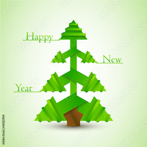 New year card / Origami paper tree