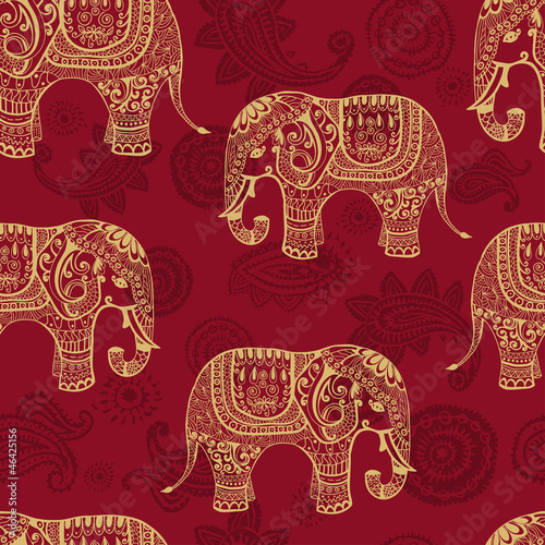 stylized elefants seamless pattern