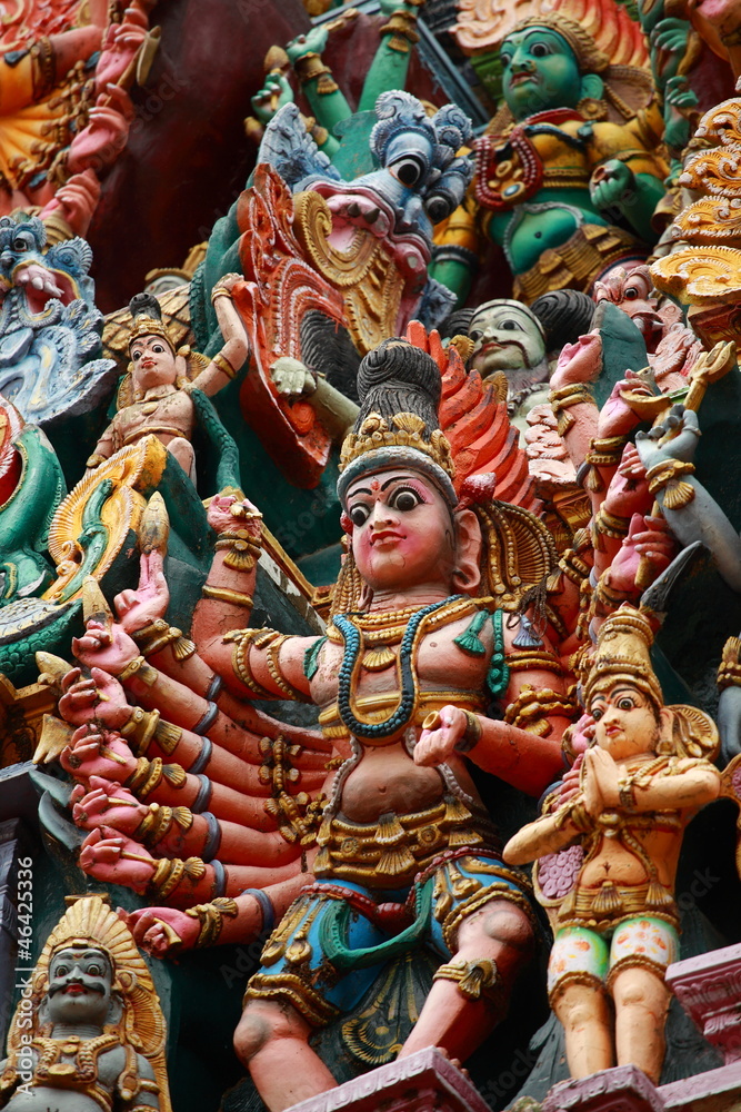 Sculptures on Hindu in Menakshi Temple, Madurai, India