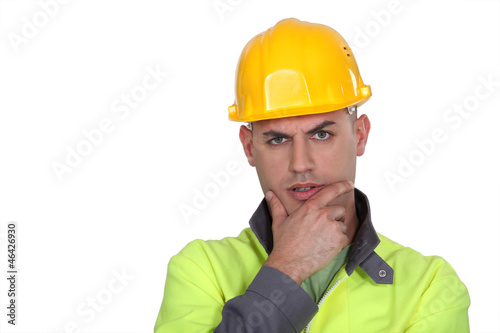 Questioning construction worker