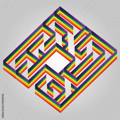 rainbow painted labyrinth wall card wish concept vector