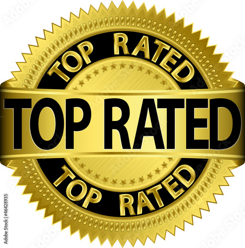 New top rated golden label, vector illustration
