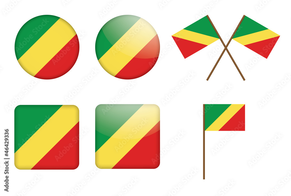set of badges with flag of Congo vector illustration set of badges with flag of Congo vector illustration