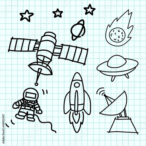 Space set hand draw on  graph paper.