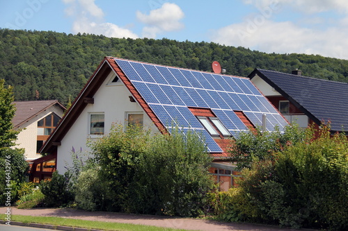 Domestic solar panels  on roof of the house