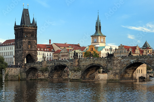 Charles Bridge in Prague at the end of a summer day