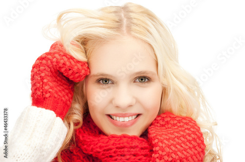 beautiful woman in mittens