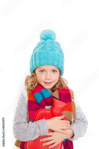 Photography kind mit wärmflasche