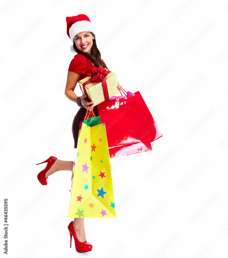 Christmas Shopping santa woman.