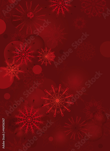 red background with delicate snowflakes