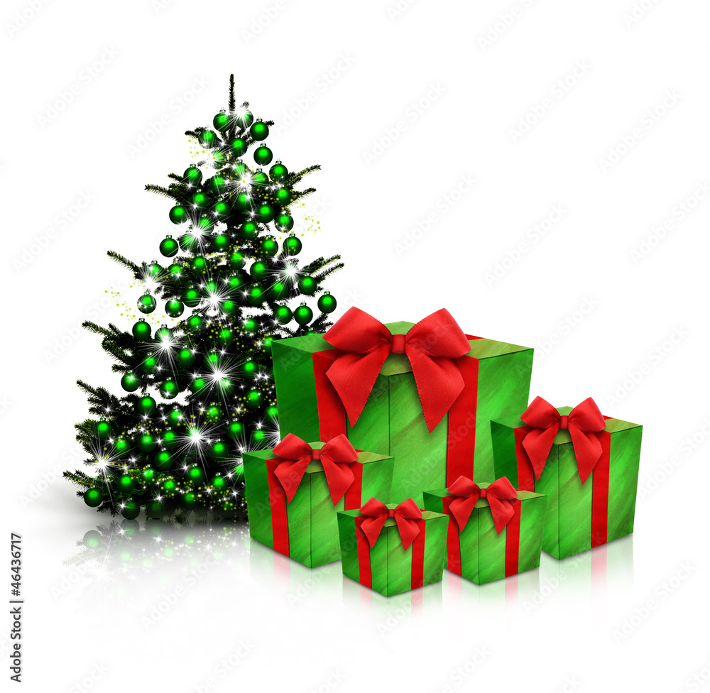 Geschenke mit Weihnachtsbaum