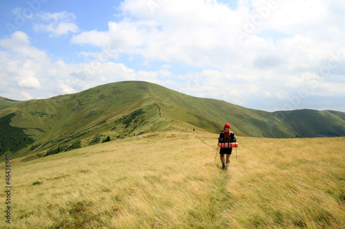 Summer hiking in the mountains.