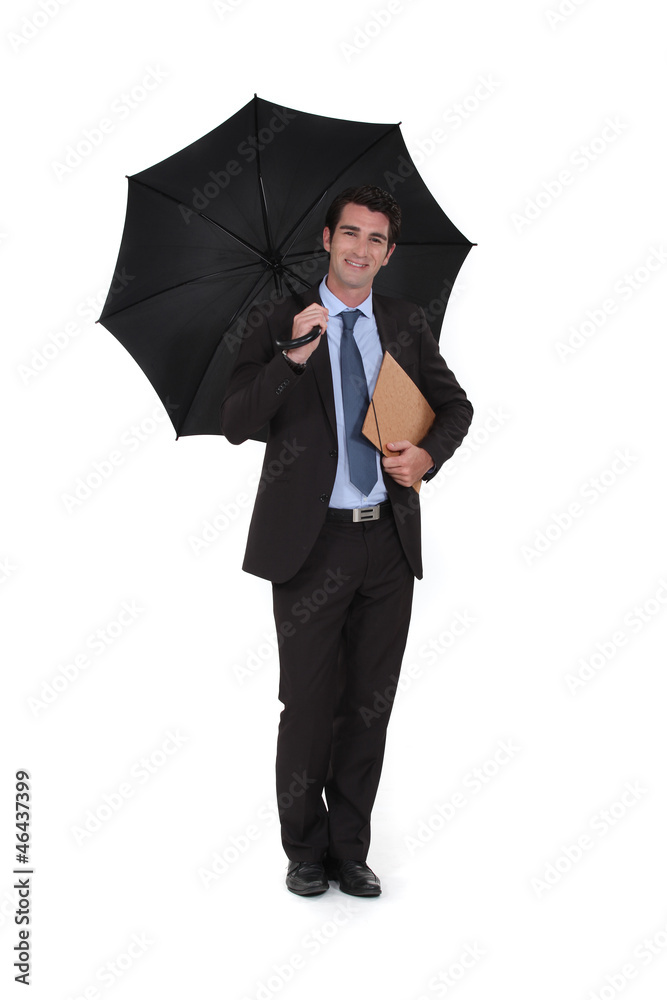 businessman wearing an umbrella businessman wearing an umbrella