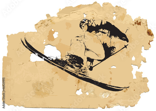 skier - hand drawing