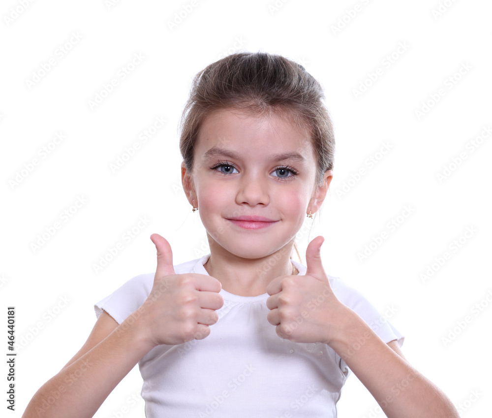 girl shows finger as sign that everything is fine girl shows finger as sign that everything is fine