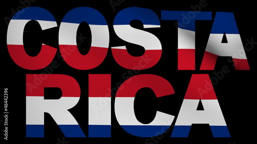 Costa Rica text with fluttering flag animation