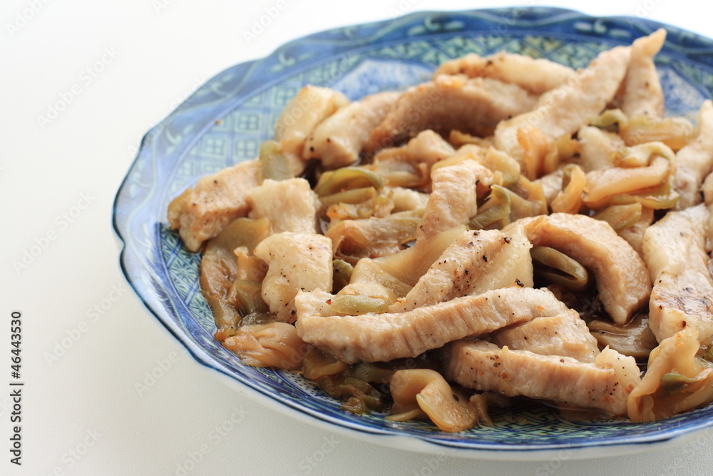 chinese cuisine, steamed pork and pickles on dish with copy spac chinese cuisine, steamed pork and pickles on dish with copy spac