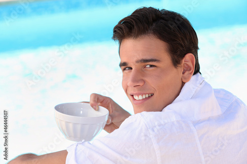 Young boy with bowl